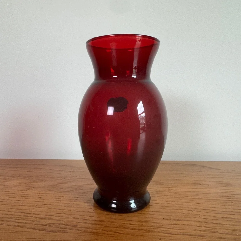 Vintage Anchor Hocking Royal Ruby Anchorglass Red Bud Vase 6.5 Inch‎ MCM